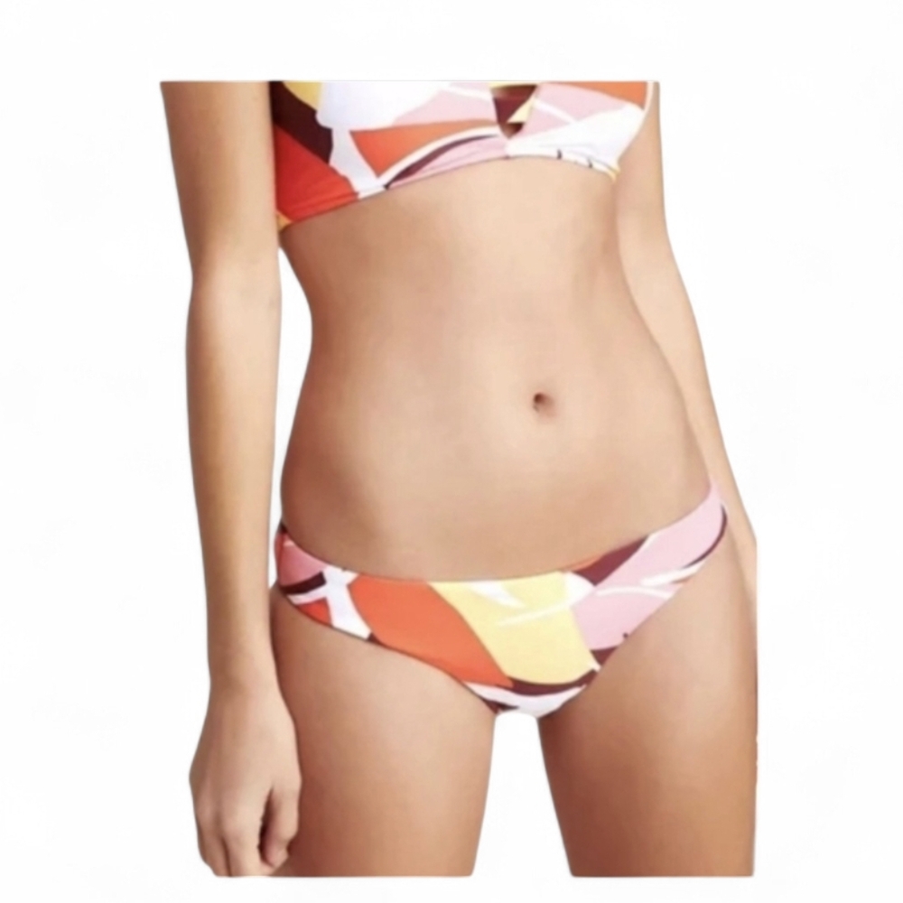 New SEAFOLLY Anthropologie coral/ Yellow tangerine print swim bottoms NWT Sz 10